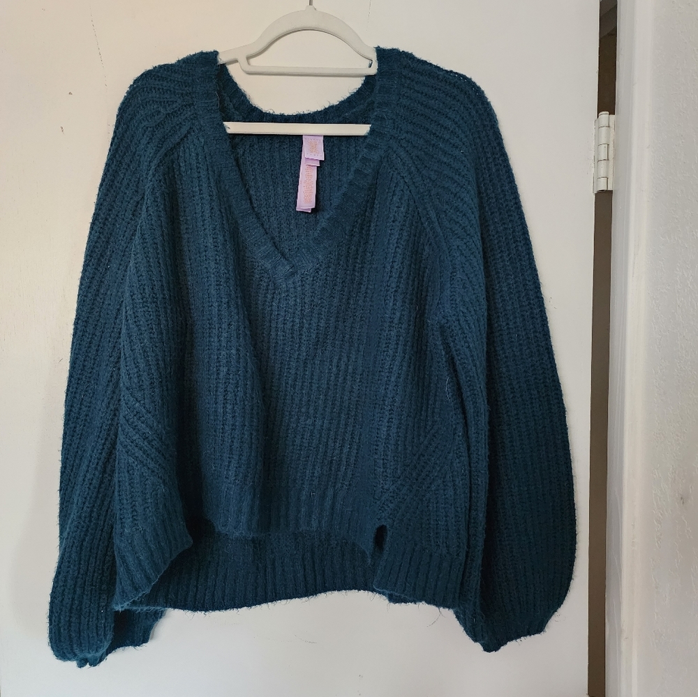Savage X Fenty Fuzz Fit Knit V-Neck Sweater